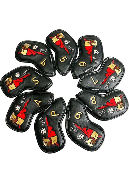 9 Adet Kulüp Kafa Kapağı Nakış Numarası 4,5,6,7,8,9, P, A, S Golf Demir Başlık Siyah (Yurt Dışından)