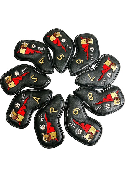 9 Adet Kulüp Kafa Kapağı Nakış Numarası 4,5,6,7,8,9, P, A, S Golf Demir Başlık Siyah (Yurt Dışından)