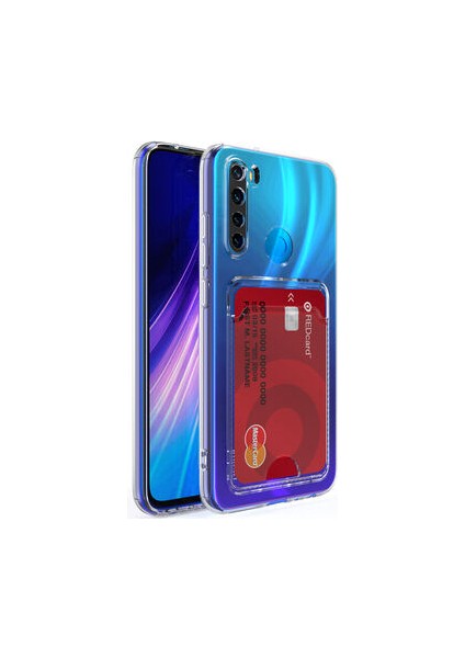Xiaomi Redmi Note 8 ile Uyumlu Kartlıklı Kartvizitli Şeffaf Telefon Kılıfı
