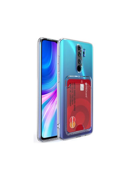 Xiaomi Redmi Note 8 Pro ile Uyumlu Kartlıklı Kartvizitli Şeffaf Telefon Kılıfı