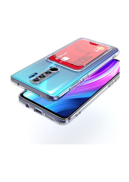 Xiaomi Redmi Note 8 Pro ile Uyumlu Kartlıklı Kartvizitli Şeffaf Telefon Kılıfı modelleri