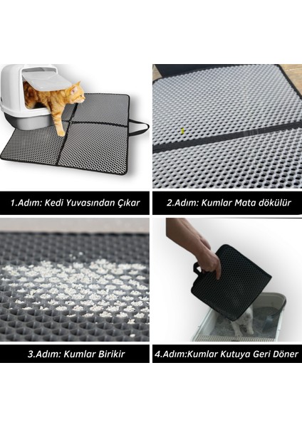 Büyük Boy Elekli Kedi Tuvalet Önü Paspası, Yıkanabilir, Silinebilir Paspası 60*35