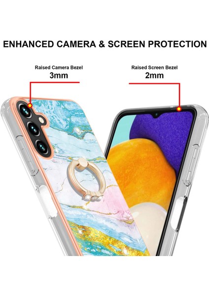 Samsung Galaxy A14 5g Yüzük Kickstand Imd Mermer Desen Telefon Kılıfı Anti-Çizelge Elektro-Çizelge Tpu Kapak (Yurt Dışından)