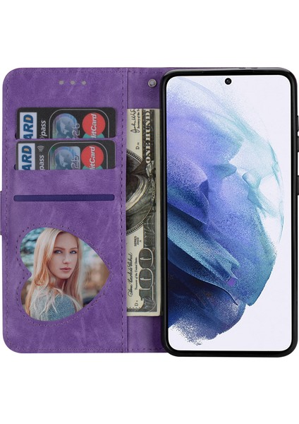 Glitter Pullar Deri Telefon Cüzdan Stand Kılıfı Kapak Samsung Galaxy S22 5g Için Fermuar Cep Tasarımı - Mor (Yurt Dışından) fırsatları