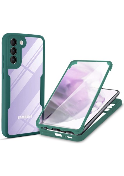 Pet Screen Koruyucu + Akrilik + Tpu Tam Kapak Hibrit Telefon Kılıfı Samsung Galaxy S22 5g - Gece Yarısı Yeşil (Yurt Dışından)