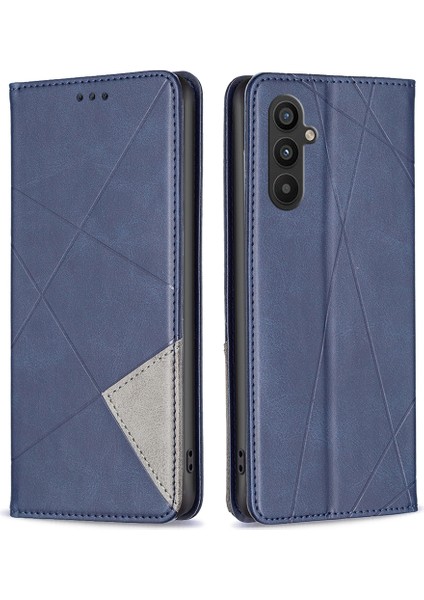 Samsung Galaxy A34 5g Manyetik Otomatik Absorbed Pu Deri Kılıf Baskılı Rhombus Benzeri Kart Yuvası Stand Flip Telefon Kapağı (Yurt Dışından)