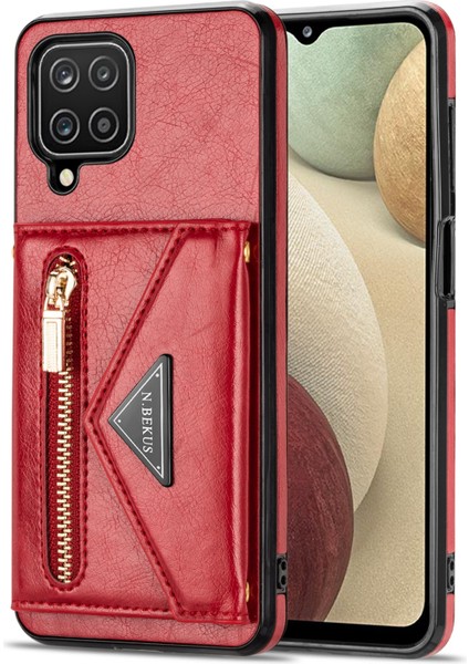 N. Samsung Galaxy A12 Için Bekus Pu Deri + Tpu Telefon Kılıfı, Zipper Card Tutucu Kickstand Kapak Uzun Kayışla - Kırmızı (Yurt Dışından) fiyatları