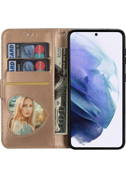 Glitter Pullar Deri Telefon Cüzdan Stand Kılıfı Kapak Samsung Galaxy S22 5g Için Fermuar Cep Tasarımı - Altın (Yurt Dışından) fırsatları
