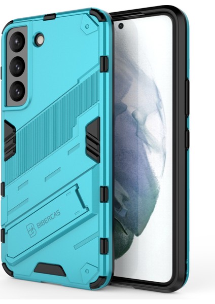 Kickstand Tasarım Esnek Tpu + Sabit Pc Back Telefon Kapağı Samsung Galaxy S22 5g Için Çizelge Anti Cep Telefonu Kılıfı - Bebek Mavisi (Yurt Dışından) fiyatları