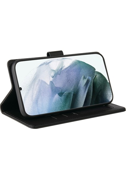 Gq. Utrobe 009 Serisi Ekleme Pu Deri + Tpu Telefon Kapak Stand Samsung Galaxy S22 Ultra 5g Için Cüzdan Kılıfı - Siyah (Yurt Dışından)