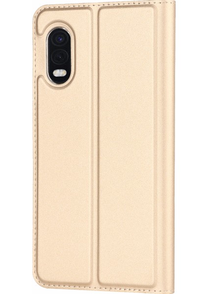 Samsung Galaxy Xcover Pro Stand Özelliği Pu Derisi Flip Telefon Kılıfı Manyetik Otomatik Absorbed Koruyucu Folio Kapak Kart Tutucu - Altın (Yurt Dışından) modelleri