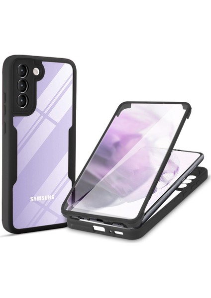 Pet Screen Koruyucu + Akrilik + Tpu Tam Kapak Hibrit Telefon Kılıfı Samsung Galaxy S22 5g - Siyah (Yurt Dışından)