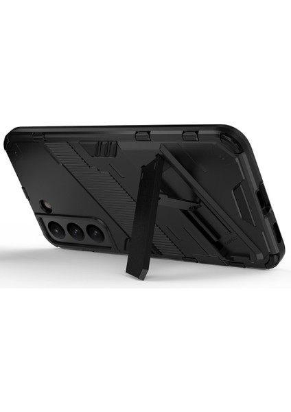 Kickstand Tasarım Esnek Tpu + Sabit Pc Back Telefon Kapağı Samsung Galaxy S22 5g Için Çizelge Anti Cep Telefonu Kılıfı - Siyah (Yurt Dışından) fırsatları