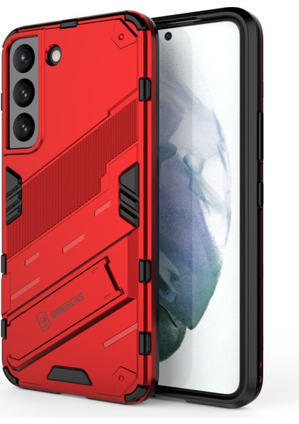 Kickstand Tasarım Esnek Tpu + Sabit Pc Back Telefon Kapağı Samsung Galaxy S22 5g Için Çizelge Anti Cep Telefonu Kılıfı - Kırmızı (Yurt Dışından) fiyatları