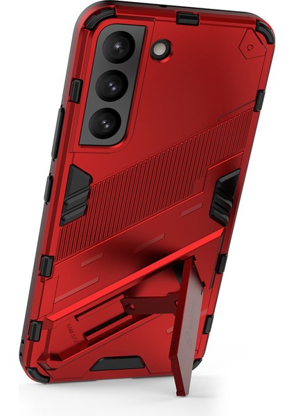 Kickstand Tasarım Esnek Tpu + Sabit Pc Back Telefon Kapağı Samsung Galaxy S22 5g Için Çizelge Anti Cep Telefonu Kılıfı - Kırmızı (Yurt Dışından) modelleri