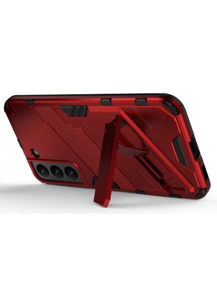Kickstand Tasarım Esnek Tpu + Sabit Pc Back Telefon Kapağı Samsung Galaxy S22 5g Için Çizelge Anti Cep Telefonu Kılıfı - Kırmızı (Yurt Dışından) fırsatları