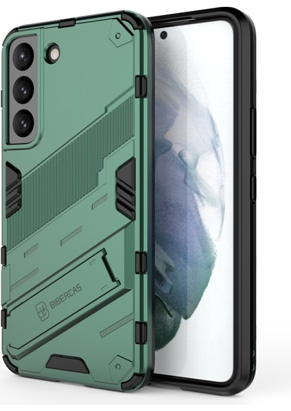 Kickstand Tasarım Esnek Tpu + Sabit Pc Back Telefon Kapağı Samsung Galaxy S22 5g Için Çizelge Anti Cep Telefonu Kılıfı - Yeşil (Yurt Dışından) fiyatları