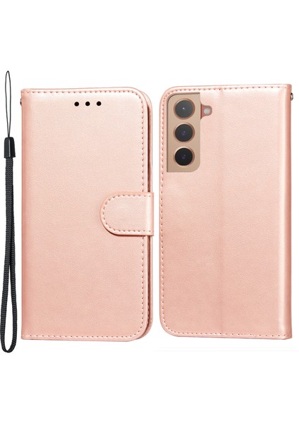 Samsung Galaxy S22 5g Için Tpu+Pu Deri Cüzdanı Kapsayan Anti-Çizim Telefonu - Altın Gül (Yurt Dışından)