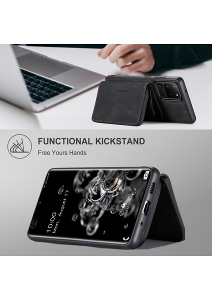 Samsung Galaxy S20 Ultra 4G/S20 Ultra 5g Fermuar Pu Deri Kaplamalı Tpu Kapak Kickstand Söndürülebilir Telefon Kılıfı (Yurt Dışından) indirimleri