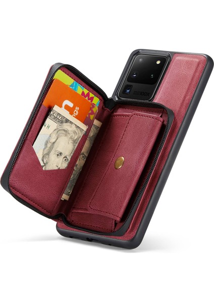 Samsung Galaxy S20 Ultra 4G/S20 Ultra 5g Fermuar Pu Deri Kaplamalı Tpu Kapak Kickstand Söndürülebilir Telefon Kılıfı (Yurt Dışından) fırsatları