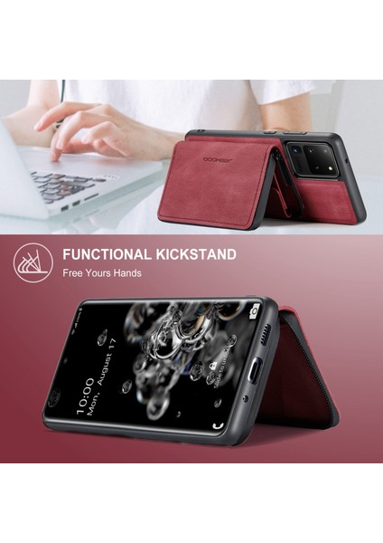 Samsung Galaxy S20 Ultra 4G/S20 Ultra 5g Fermuar Pu Deri Kaplamalı Tpu Kapak Kickstand Söndürülebilir Telefon Kılıfı (Yurt Dışından) indirimleri