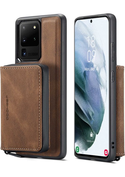 Samsung Galaxy S20 Ultra 4G/S20 Ultra 5g Fermuar Pu Deri Kaplamalı Tpu Kapak Kickstand Söndürülebilir Telefon Kılıfı (Yurt Dışından)
