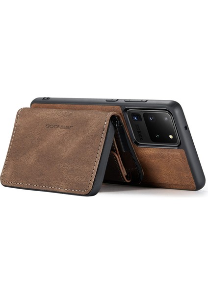 Samsung Galaxy S20 Ultra 4G/S20 Ultra 5g Fermuar Pu Deri Kaplamalı Tpu Kapak Kickstand Söndürülebilir Telefon Kılıfı (Yurt Dışından) modelleri