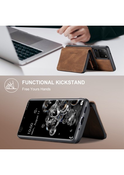 Samsung Galaxy S20 Ultra 4G/S20 Ultra 5g Fermuar Pu Deri Kaplamalı Tpu Kapak Kickstand Söndürülebilir Telefon Kılıfı (Yurt Dışından) indirimleri