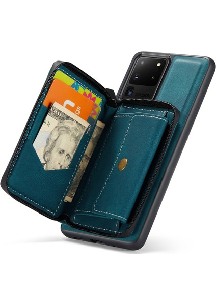 Samsung Galaxy S20 Ultra 4G/S20 Ultra 5g Fermuar Pu Deri Kaplamalı Tpu Kapak Kickstand Söndürülebilir Telefon Kılıfı (Yurt Dışından) fırsatları