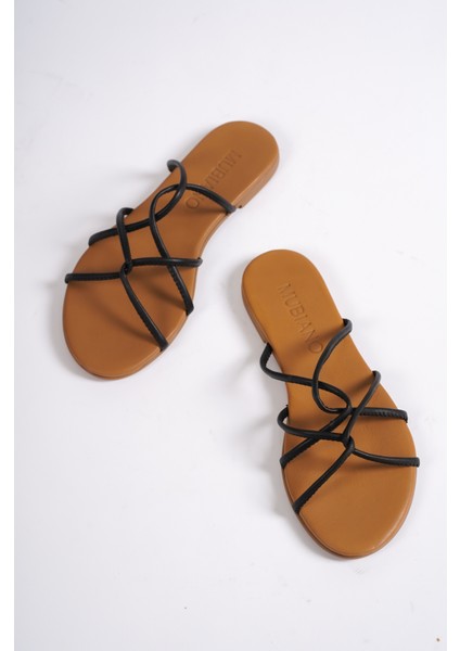 Hakiki Deri 23603-S Kadın Siyah Sandalet & Terlik fiyatları