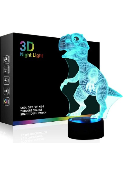 Çocuklar Için Hockey Player 3D Gece Işığı Lambaları 7 LED Dinozor (Yurt Dışından)