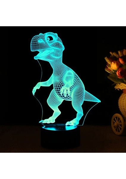 Çocuklar Için Hockey Player 3D Gece Işığı Lambaları 7 LED Dinozor (Yurt Dışından)