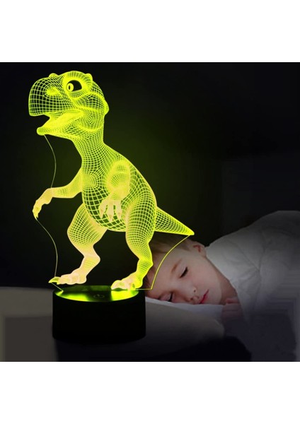 Çocuklar Için Hockey Player 3D Gece Işığı Lambaları 7 LED Dinozor (Yurt Dışından)