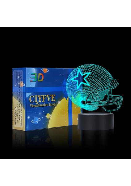 Beyzbol Kaskı 3D Illüzyon Gece Işığı Masa Lambası, Ebeveyn (Yurt Dışından)