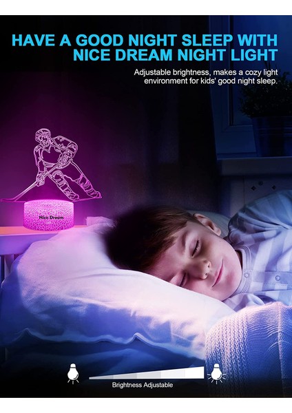 Beyzbol 3D Illüzyon Lambası, 3D Gece Ligi 06-Ice Hockey Player (Yurt Dışından)