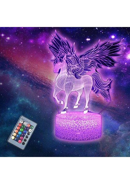 Unicorn 3D Illüzyon LED Masa Lambası Gece Ebeveyn (Yurt Dışından)