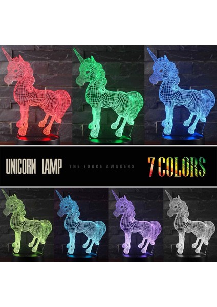 3 Adet 3D Tek Boynuzlu Gece Işığı——3d Tek Boynuzlu At La Ebeveyn (Yurt Dışından) fiyatları