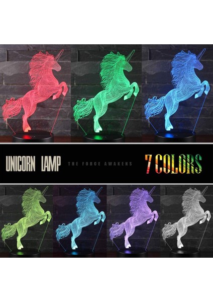3 Adet 3D Tek Boynuzlu Gece Işığı——3d Tek Boynuzlu At La Ebeveyn (Yurt Dışından) modelleri