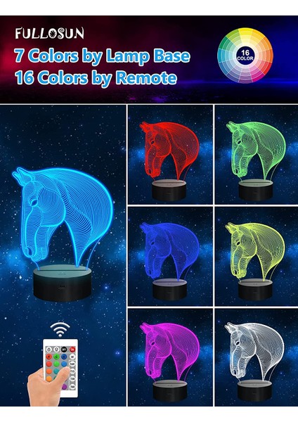 Çocuklar Için 3D Gece Işıkları Horse Head Illus Ebeveyn (Yurt Dışından) fiyatları