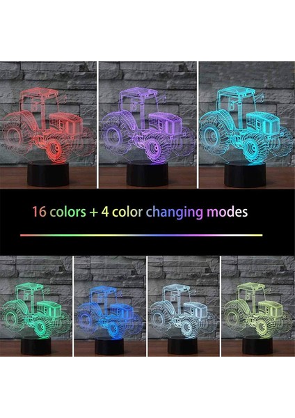 Tractor 3D Illüzyon Gece Lambası, 16 Renk Ch Ebeveyn (Yurt Dışından) fırsatları