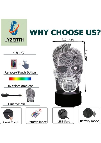Film Terminator 3D Yaratıcı Gece Lambası Kahramanlar Fi Ebeveyn (Yurt Dışından) modelleri