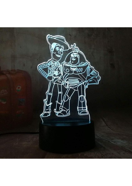 Cute Buzz Lightyear Woody 3D LED Rgb Gece Lambası 7 Ebeveyn (Yurt Dışından)