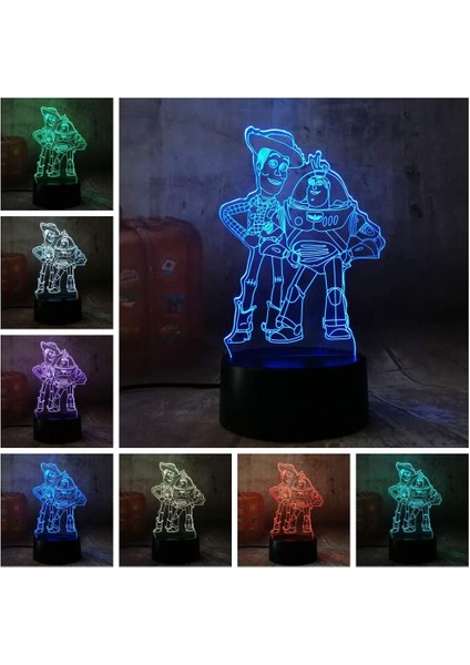 Cute Buzz Lightyear Woody 3D LED Rgb Gece Lambası 7 Ebeveyn (Yurt Dışından) modelleri