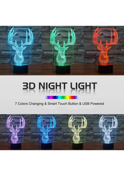 3D Illüzyon Lambası LED Kobra Gece Lambası Sn Geyik (Yurt Dışından) fırsatları
