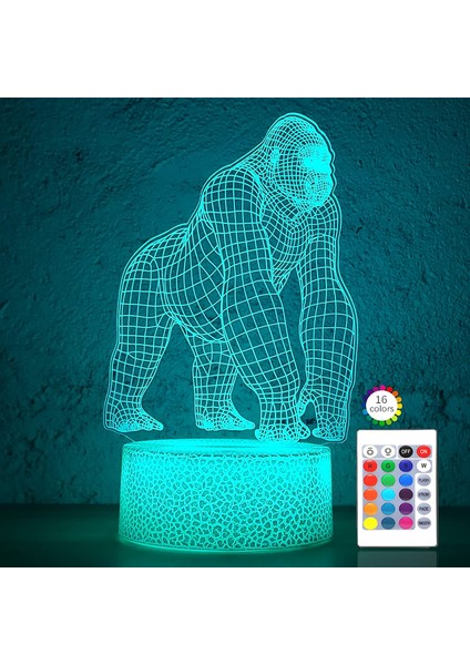 Çocuklar Için Kedi Hediye Kedi 3D Gece Lambası, 7 Co Gorilla Lamba (Yurt Dışından)