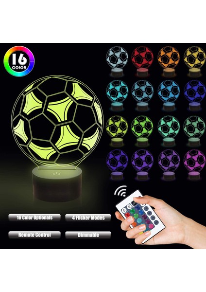Çocuklar 3D Futbol Lambası Futbol Gece Lambası O Ebeveyn (Yurt Dışından)
