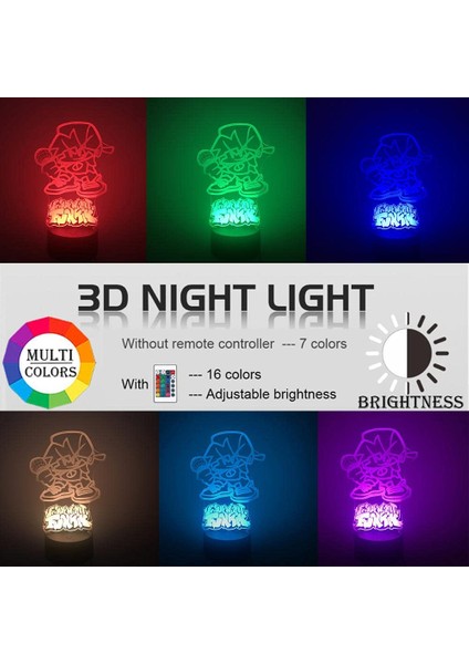 Fnf 3D Gece Lambası USB Powered LED Rgb Diammab Ebeveyn (Yurt Dışından) fiyatları