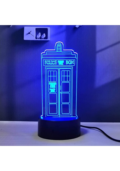 Tardis 3D Illusion LED Neon Gece Lambası Rgb 16 Col Mavi (Yurt Dışından)