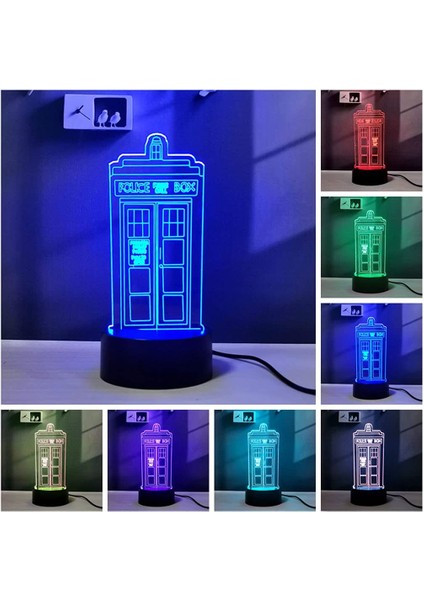 Tardis 3D Illusion LED Neon Gece Lambası Rgb 16 Col Mavi (Yurt Dışından)