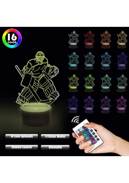 Buz Hokeyi Kaleci Gece Lambası Çocuklar 3D Opti Ebeveyn (Yurt Dışından) modelleri